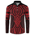 Whero Maori Ta Moko Poutama Art Button Sweatshirt