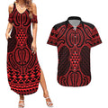 Whero Maori Ta Moko Poutama Art Couples Matching Summer Maxi Dress and Hawaiian Shirt