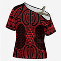 Whero Maori Ta Moko Poutama Art Cross Shoulder Shirt - Aussie Hoodie