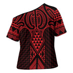 Whero Maori Ta Moko Poutama Art Cross Shoulder Shirt - Aussie Hoodie