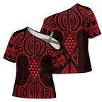 Whero Maori Ta Moko Poutama Art Cross Shoulder Shirt - Aussie Hoodie