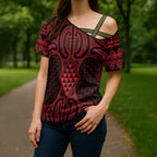 Whero Maori Ta Moko Poutama Art Cross Shoulder Shirt - Aussie Hoodie