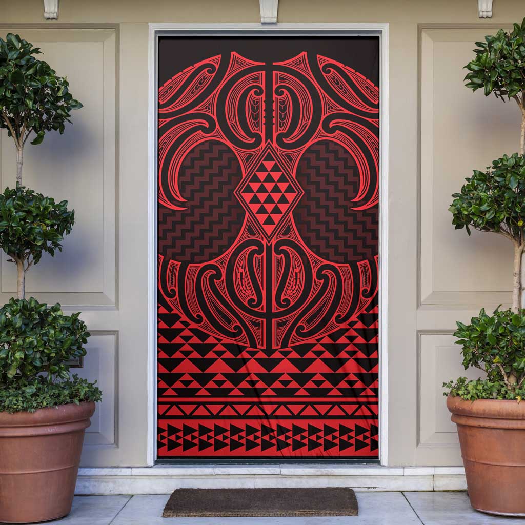 Whero Maori Ta Moko Poutama Art Door Cover - Aussie Hoodie