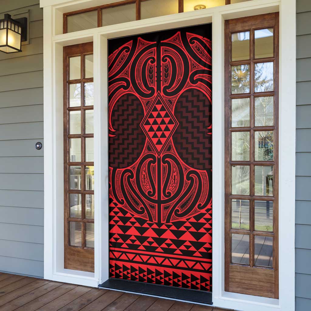 Whero Maori Ta Moko Poutama Art Door Cover - Aussie Hoodie