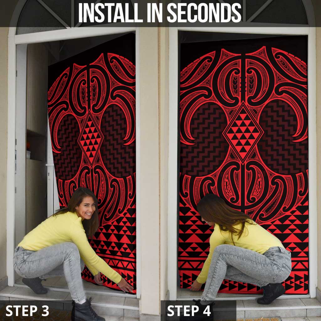 Whero Maori Ta Moko Poutama Art Door Cover - Aussie Hoodie