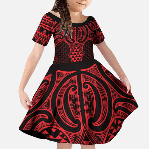 Whero Maori Ta Moko Poutama Art Family Matching Mermaid Dress and Hawaiian Shirt