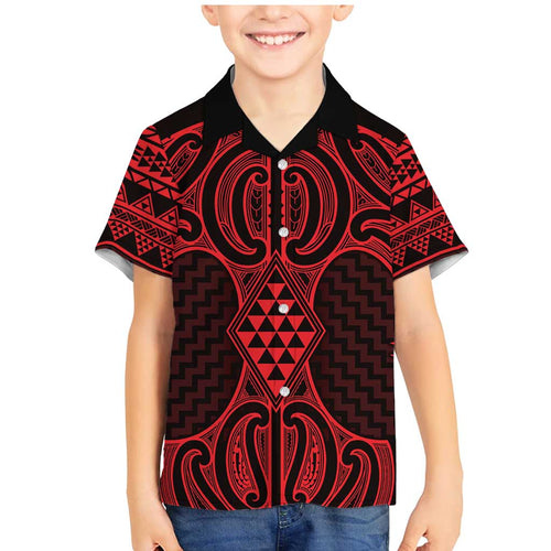 Whero Maori Ta Moko Poutama Art Family Matching Mermaid Dress and Hawaiian Shirt