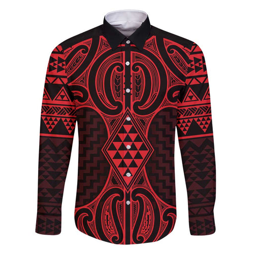 Whero Maori Ta Moko Poutama Art Family Matching Off Shoulder Maxi Dress and Hawaiian Shirt