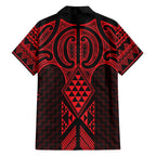 Whero Maori Ta Moko Poutama Art Family Matching Off Shoulder Short Dress and Hawaiian Shirt