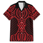 Whero Maori Ta Moko Poutama Art Family Matching Short Sleeve Bodycon Dress and Hawaiian Shirt