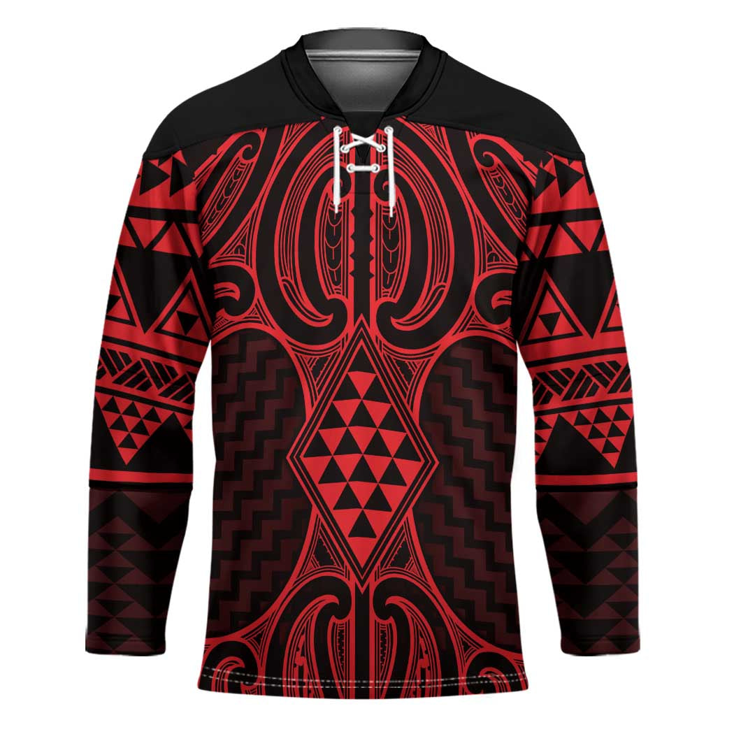 Whero Maori Ta Moko Poutama Art Hockey Jersey - Aussie Hoodie