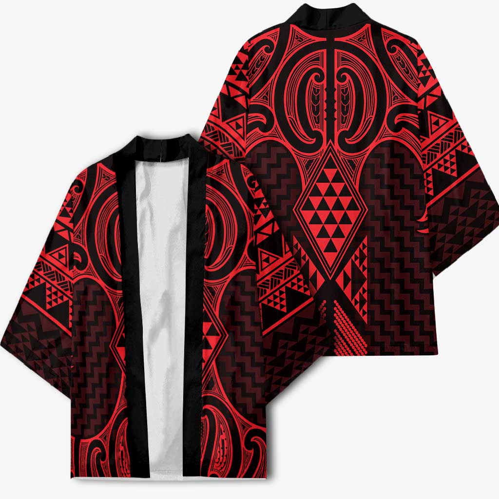 Whero Maori Ta Moko Poutama Art Kimono - Aussie Hoodie