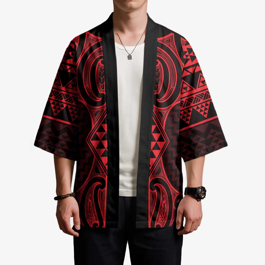 Whero Maori Ta Moko Poutama Art Kimono - Aussie Hoodie