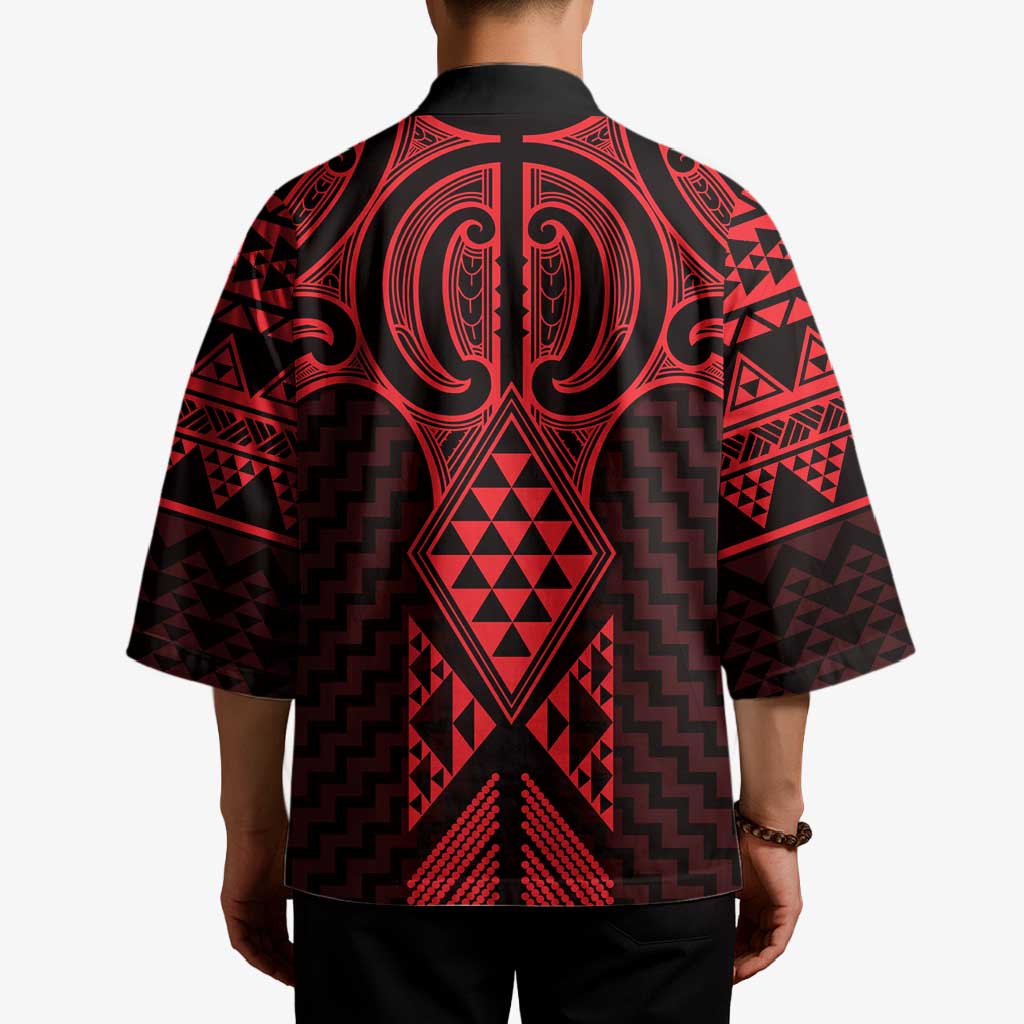 Whero Maori Ta Moko Poutama Art Kimono - Aussie Hoodie