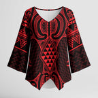 Whero Maori Ta Moko Poutama Art Kimono Sleeve Blouse - Aussie Hoodie