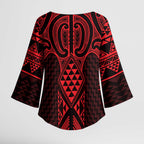 Whero Maori Ta Moko Poutama Art Kimono Sleeve Blouse - Aussie Hoodie