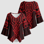 Whero Maori Ta Moko Poutama Art Kimono Sleeve Blouse - Aussie Hoodie