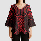 Whero Maori Ta Moko Poutama Art Kimono Sleeve Blouse - Aussie Hoodie