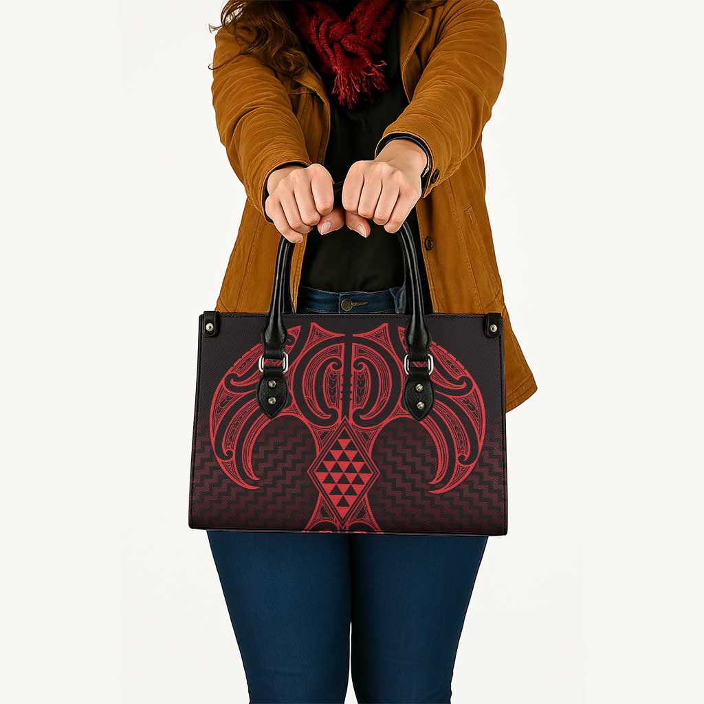 Whero Maori Ta Moko Poutama Art Leather Bag - Aussie Hoodie