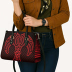 Whero Maori Ta Moko Poutama Art Leather Bag - Aussie Hoodie