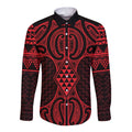 Whero Maori Ta Moko Poutama Art Long Sleeve Button Shirt