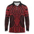Whero Maori Ta Moko Poutama Art Long Sleeve Polo Shirt