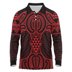 Whero Maori Ta Moko Poutama Art Long Sleeve Polo Shirt