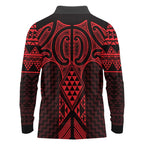 Whero Maori Ta Moko Poutama Art Long Sleeve Polo Shirt