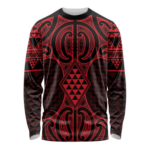 Whero Maori Ta Moko Poutama Art Long Sleeve Shirt