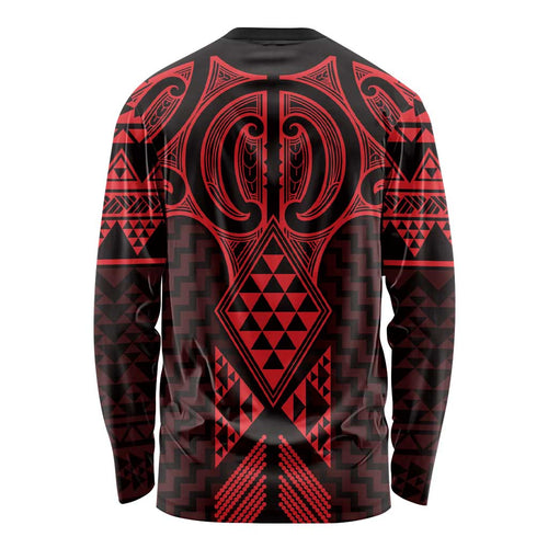 Whero Maori Ta Moko Poutama Art Long Sleeve Shirt