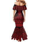 Whero Maori Ta Moko Poutama Art Mermaid Dress
