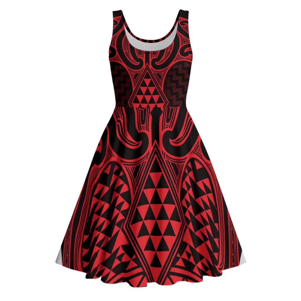 Whero Maori Ta Moko Poutama Art Midi Dress - Aussie Hoodie