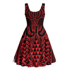 Whero Maori Ta Moko Poutama Art Midi Dress - Aussie Hoodie