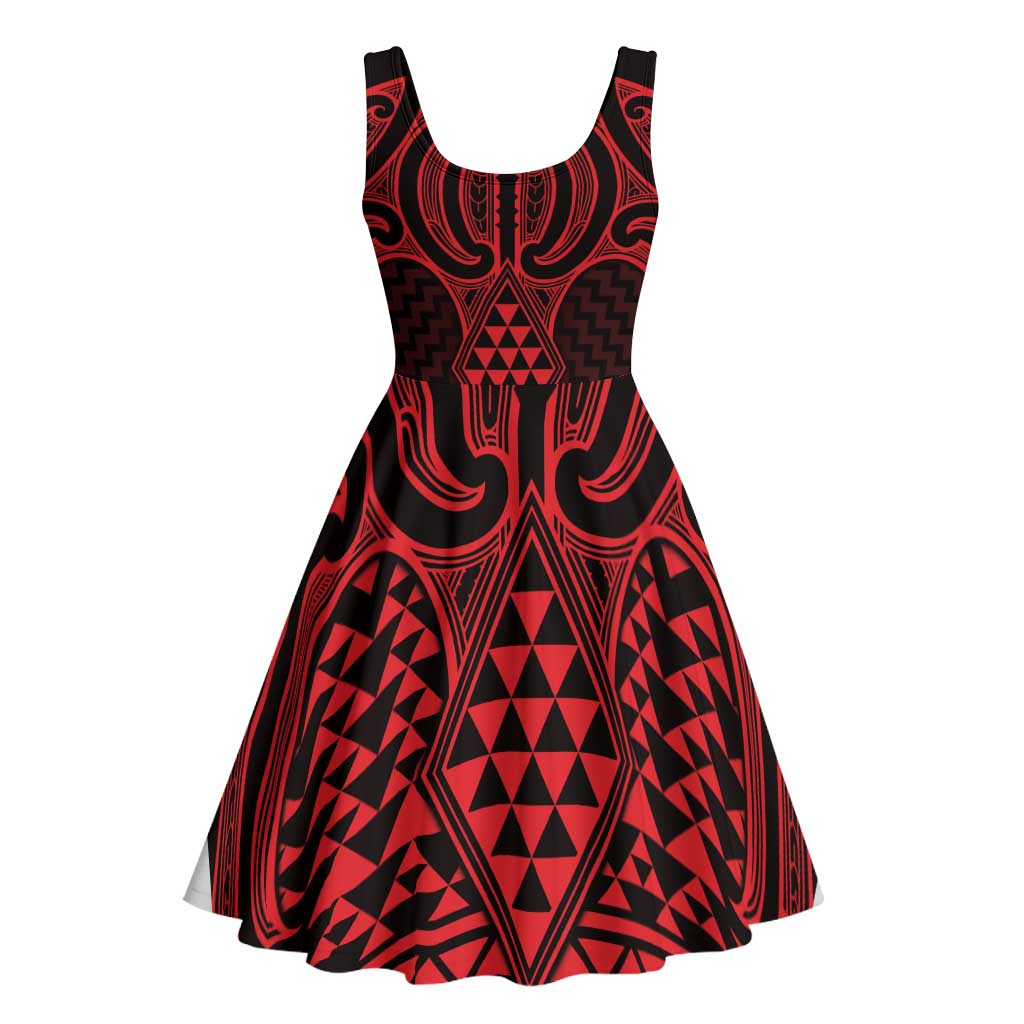 Whero Maori Ta Moko Poutama Art Midi Dress - Aussie Hoodie