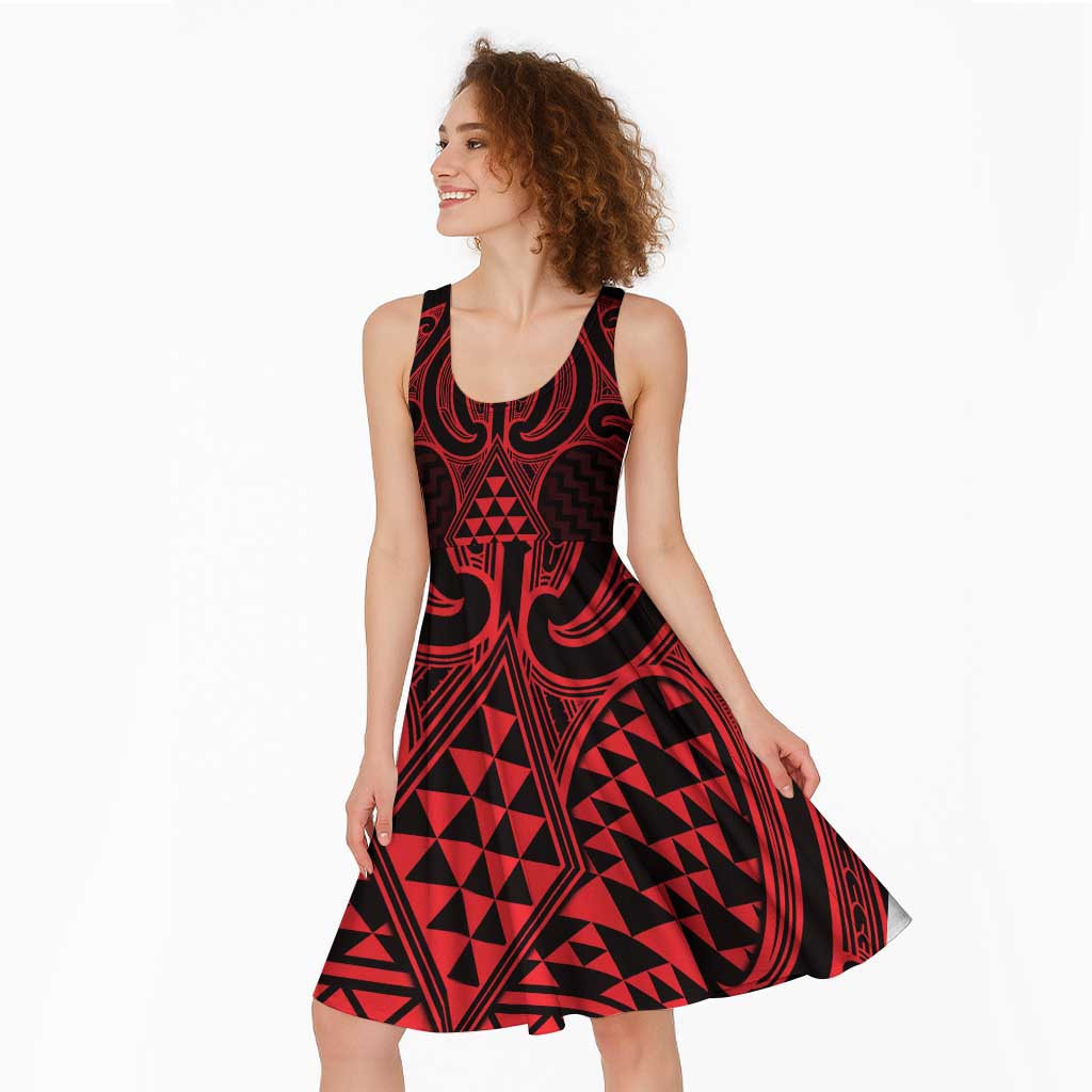 Whero Maori Ta Moko Poutama Art Midi Dress - Aussie Hoodie