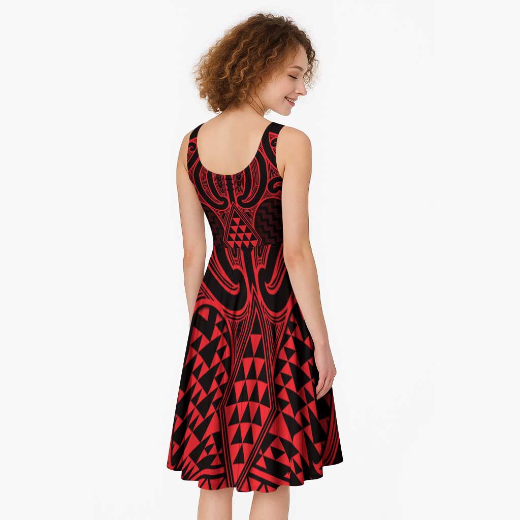 Whero Maori Ta Moko Poutama Art Midi Dress - Aussie Hoodie