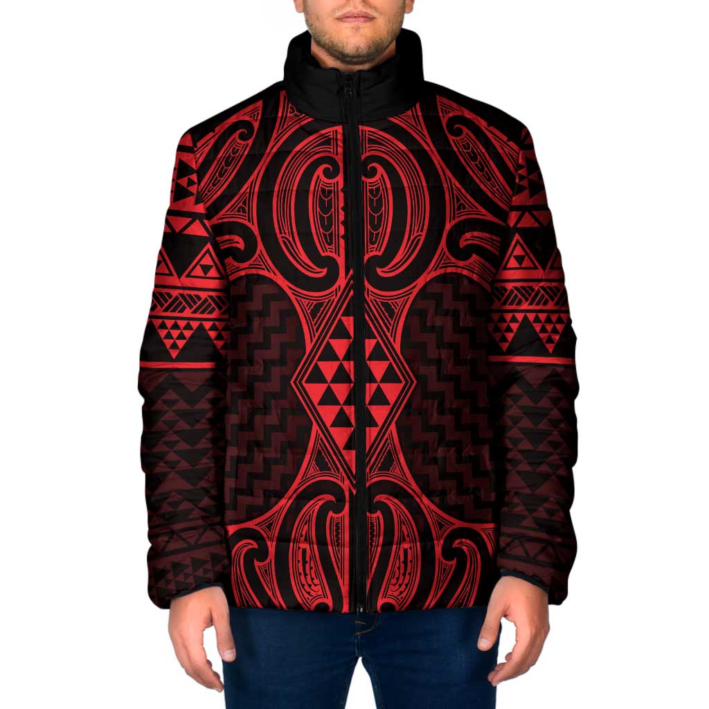 Whero Maori Ta Moko Poutama Art Padded Jacket - Aussie Hoodie