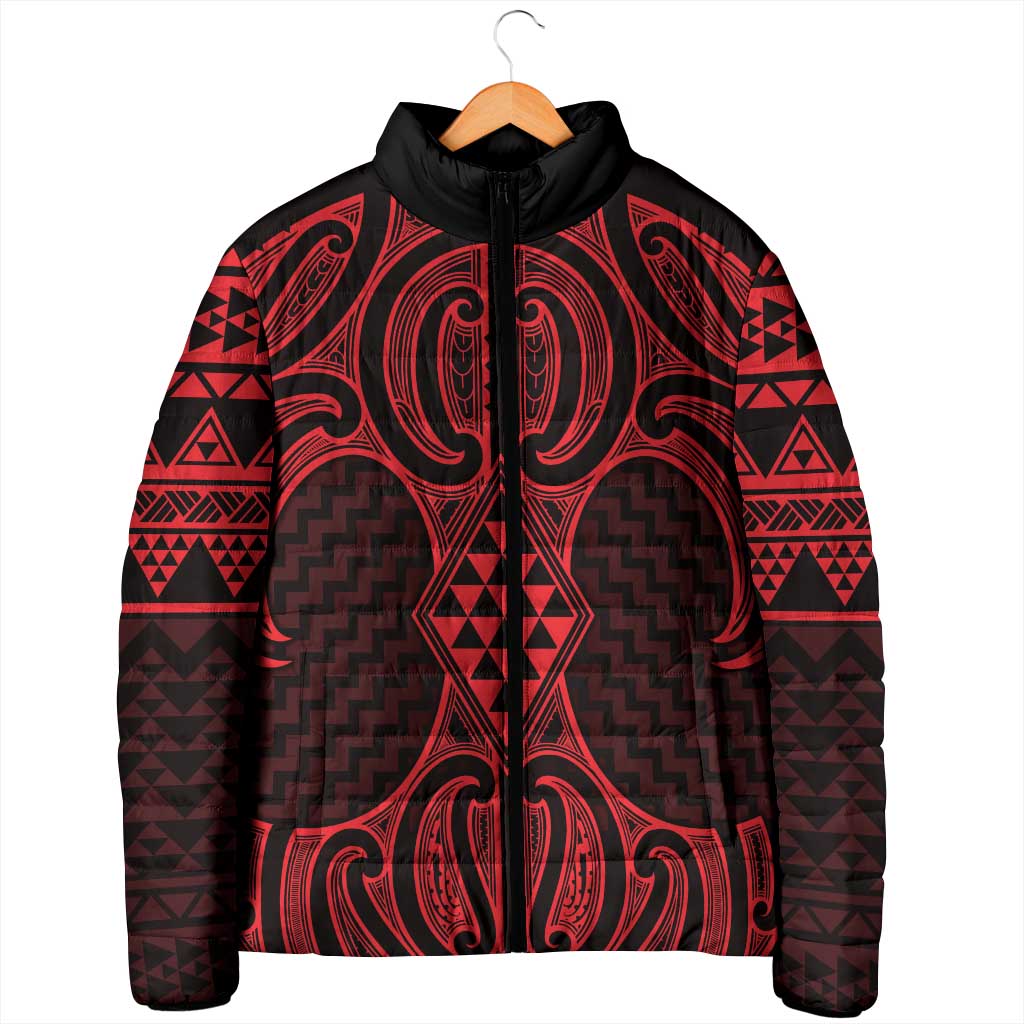 Whero Maori Ta Moko Poutama Art Padded Jacket - Aussie Hoodie
