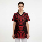 Whero Maori Ta Moko Poutama Art Scrub Top - Aussie Hoodie