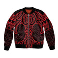 Whero Maori Ta Moko Poutama Art Sleeve Zip Bomber Jacket