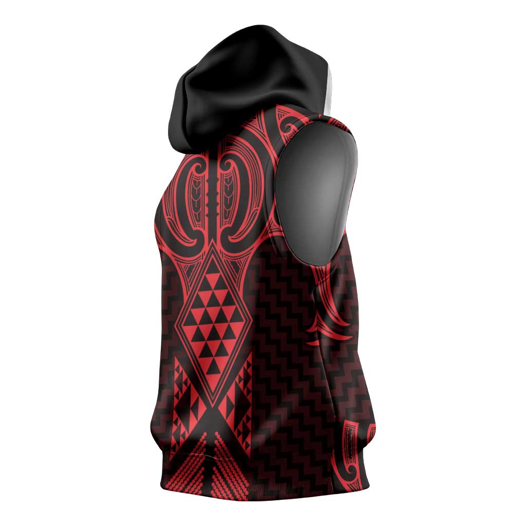 Whero Maori Ta Moko Poutama Art Sleeveless Hoodie - Aussie Hoodie