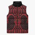 Whero Maori Ta Moko Poutama Art Sleeveless Puffer Jacket - Aussie Hoodie