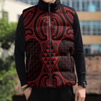 Whero Maori Ta Moko Poutama Art Sleeveless Puffer Jacket - Aussie Hoodie