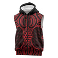 Whero Maori Ta Moko Poutama Art Sleeveless Zip Hoodie LT9