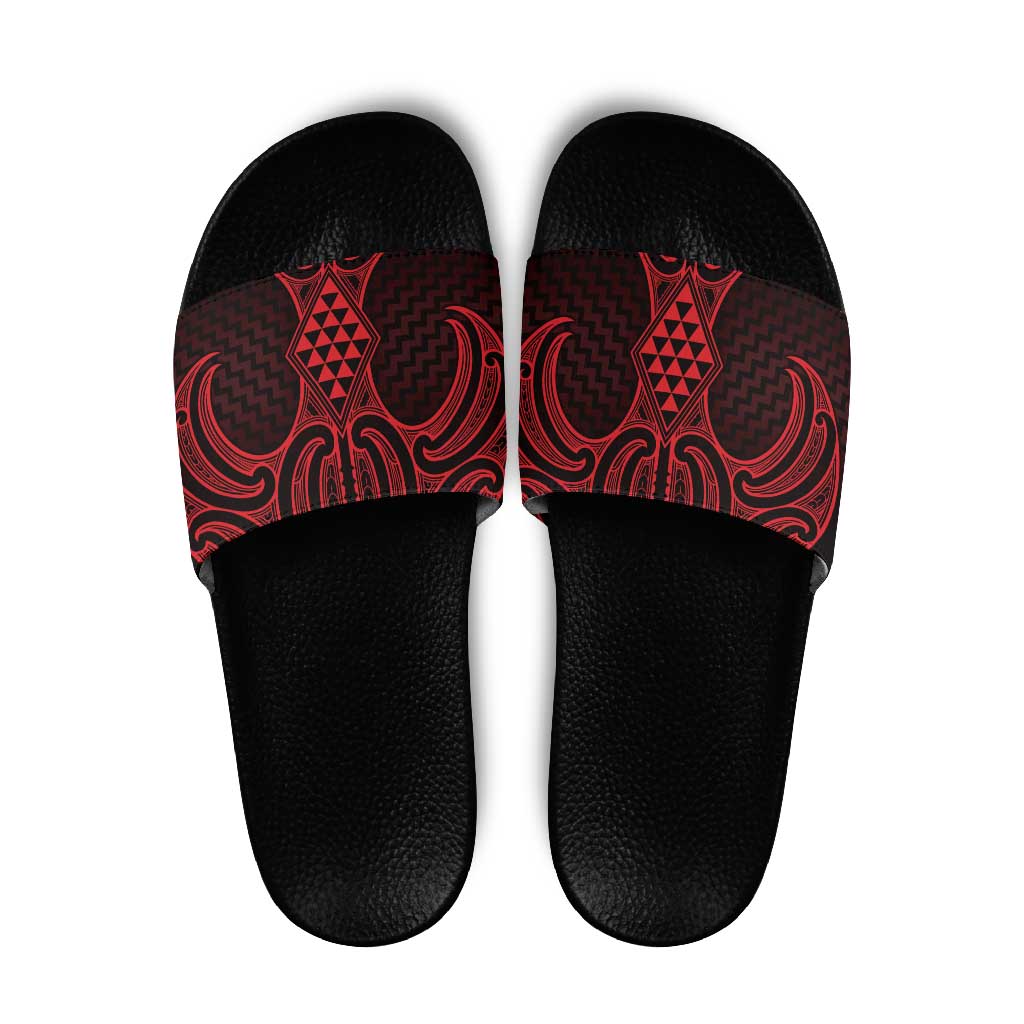 Whero Maori Ta Moko Poutama Art Slide Sandals - Aussie Hoodie