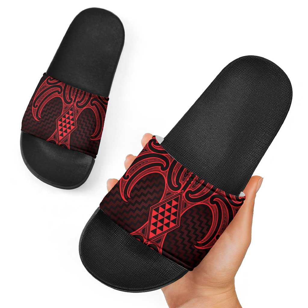 Whero Maori Ta Moko Poutama Art Slide Sandals - Aussie Hoodie