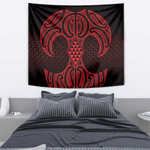 Whero Maori Ta Moko Poutama Art Tapestry