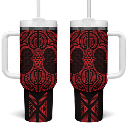 Whero Maori Ta Moko Poutama Art Tumbler With Handle