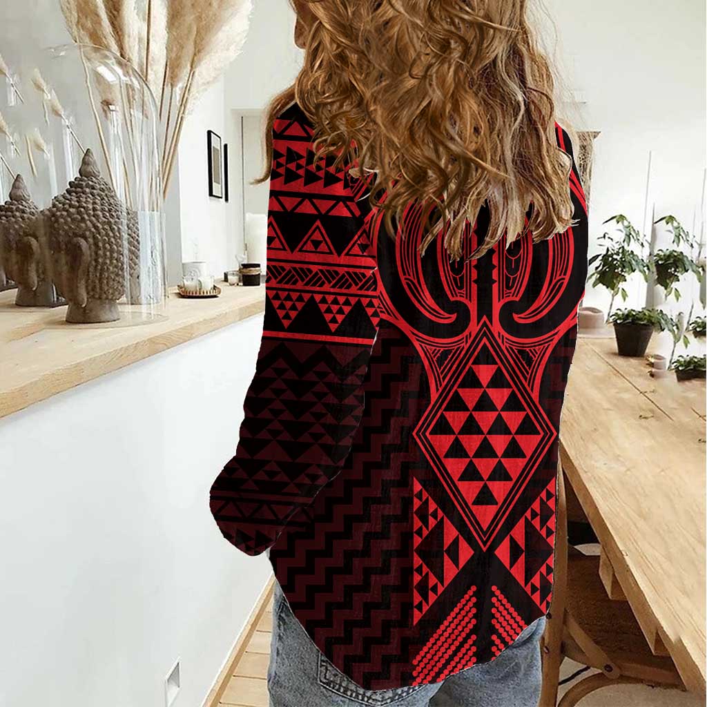 Whero Maori Ta Moko Poutama Art Women Casual Shirt