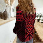 Whero Maori Ta Moko Poutama Art Women Casual Shirt